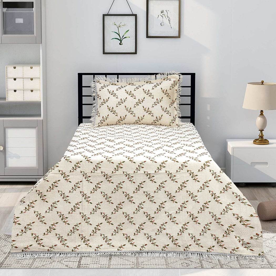 Multi Plain White Beige Multani Bedsheet Set - Image 2
